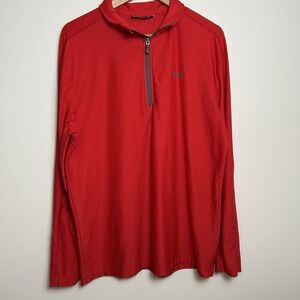 UnderArmour Pull-Over 1/4 Zip Men Size Large Loose Red Sporty‎ Casual